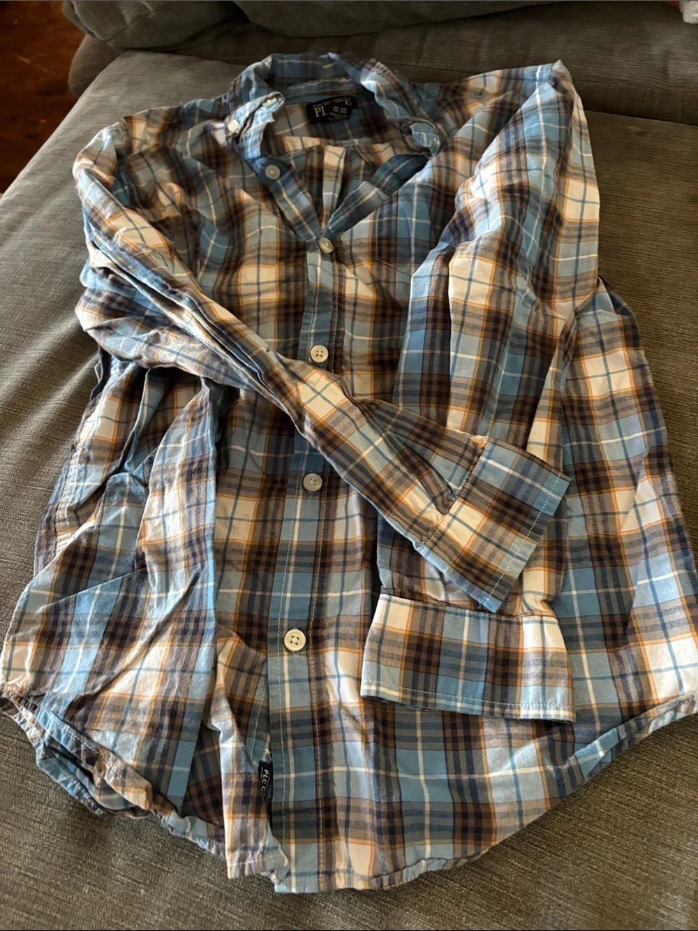 Children's Plaid Button-Up Shirt - Blue & Brown PLC Classic L (10/12)